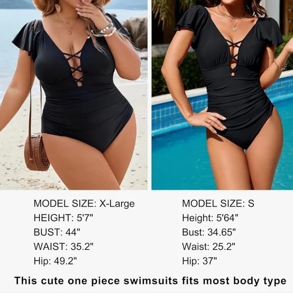 BLOOMING JELLY PLUS SIZE One Piece Short Ruffle Sleeve Swimsuit - Picture 3 of 7